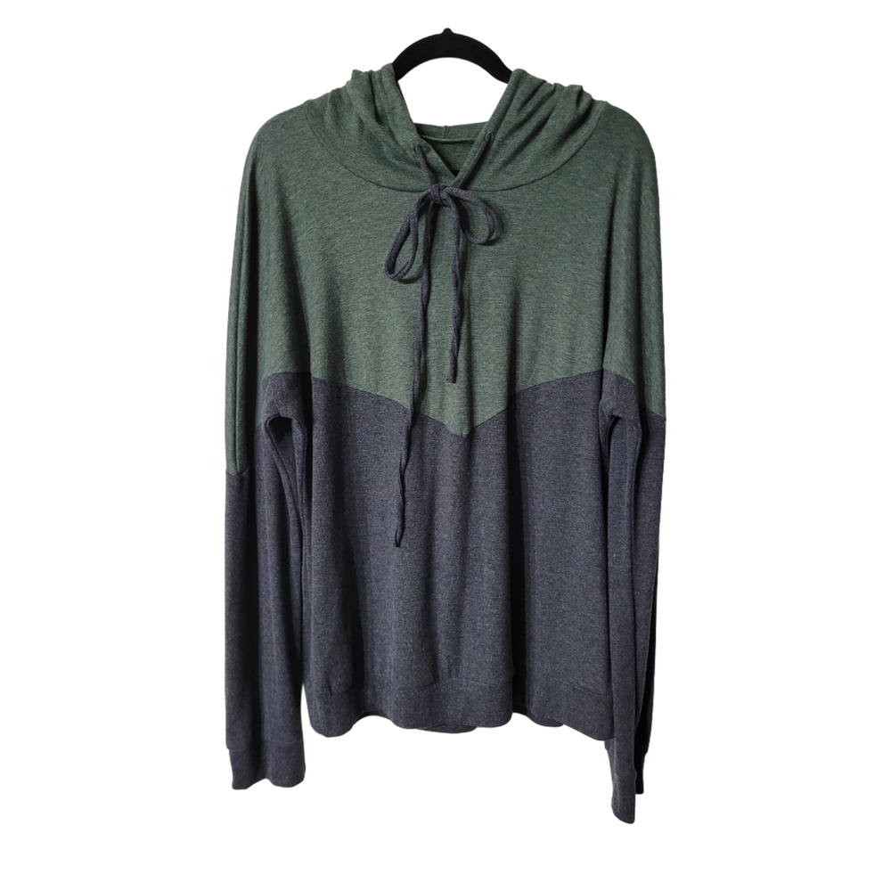 Green and Gray Colorblock Hoodie XXL